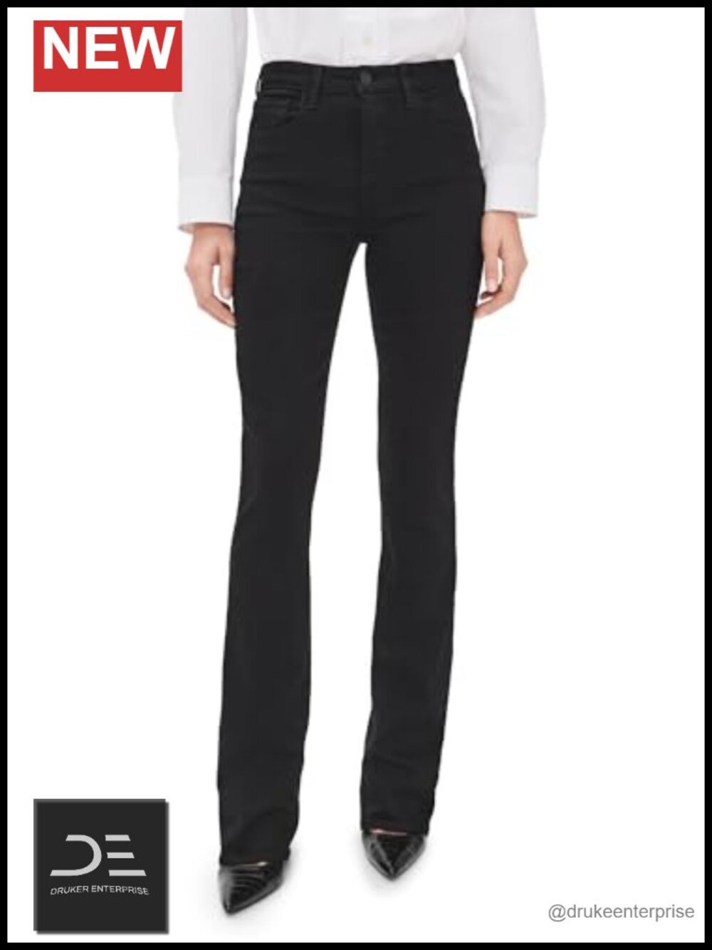 High-Rise Skinny Bootcut Stretch Denim Jeans Women's 33.5in Inseam 5-Pocket